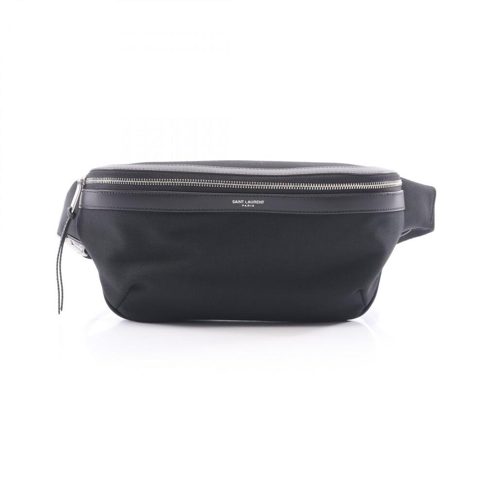 Saint Laurent Paris Waist Bag Body Canvas Leather Black